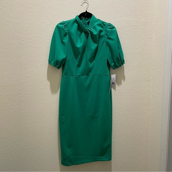 NWT Donna Morgan twist tie dress in bright jade work office business size 8 - Picture 8 of 10